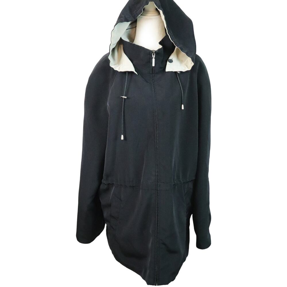 Jones New York Sport Black Jacket Hooded Lightweight Outdoor Windbreaker Rain XL
